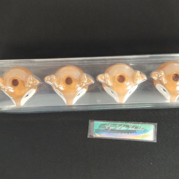 NEW H for Happy Reindeer Stoneware Taper Candle Holders (Set of 4) - Boxed - Picture 5 of 9